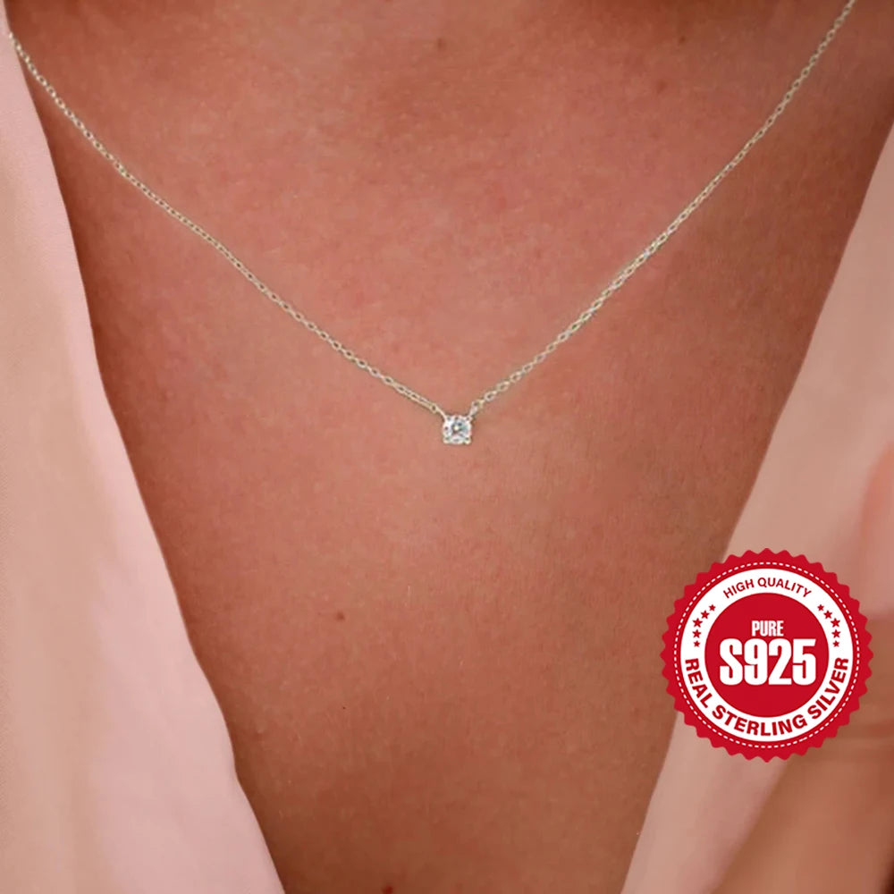 Aide 925 Sterling Silver Ins Clavicle Necklace For Women 18K Gold Korean Ins Minimalism Necklace Fine Jewelly Wedding Part Gift