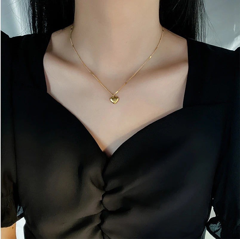 XIYANIKE 316L Stainless Steel Gold Color Love Heart Necklaces For Women Chokers 2021Trend Fashion Festival Party Gift Jewelry