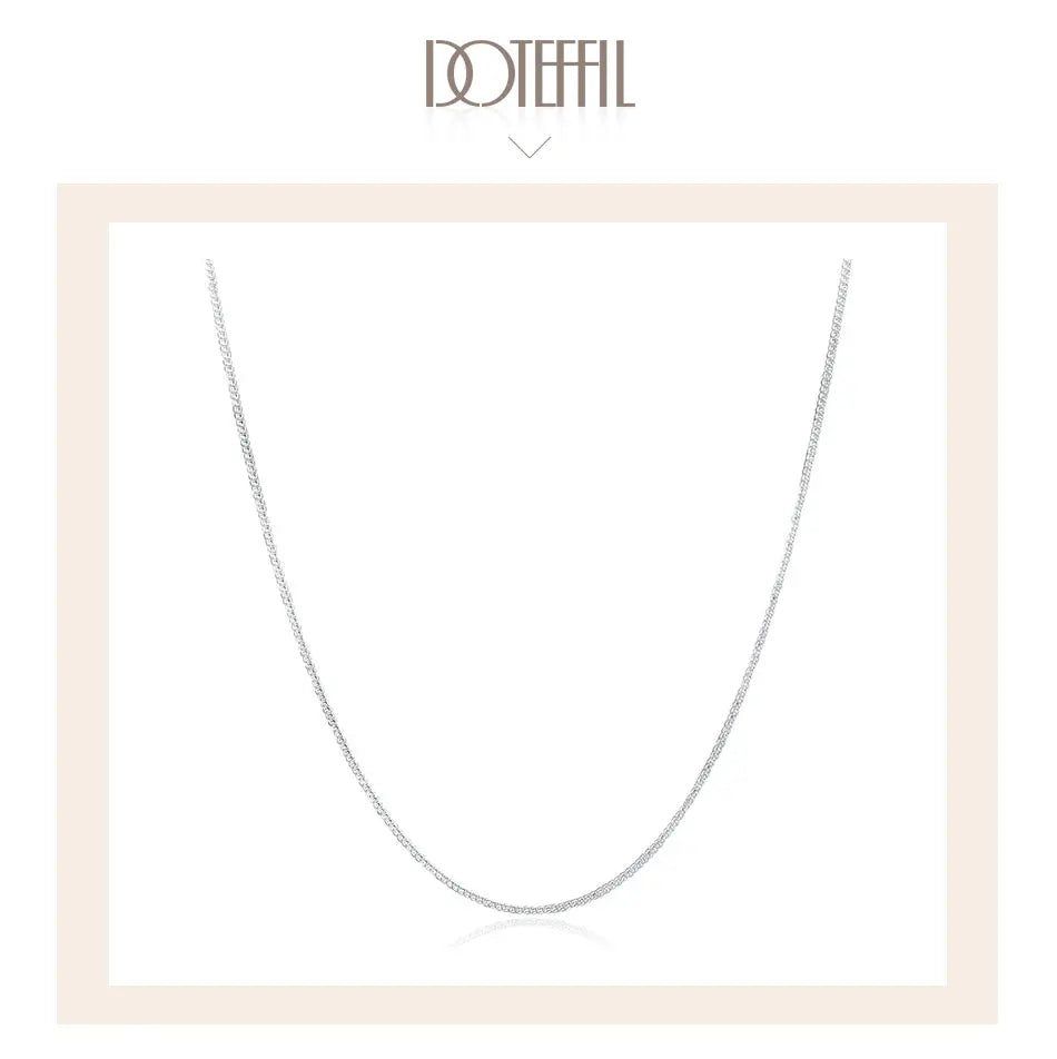 DOTEFFIL 925 Sterling Silver 16/18/20/22/24/26/28/30 Inch 2mm Side Chain Necklace For Women Man Fashion Wedding Charm Jewelry