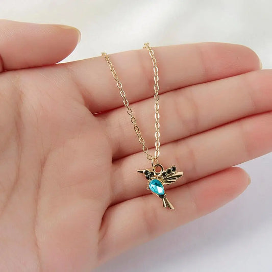 Vintage Crystal Animal Hummingbird Necklaces Fashion Luxury Gold Color Clavicle Chain Birds Necklaces & Pendants with Paper Card