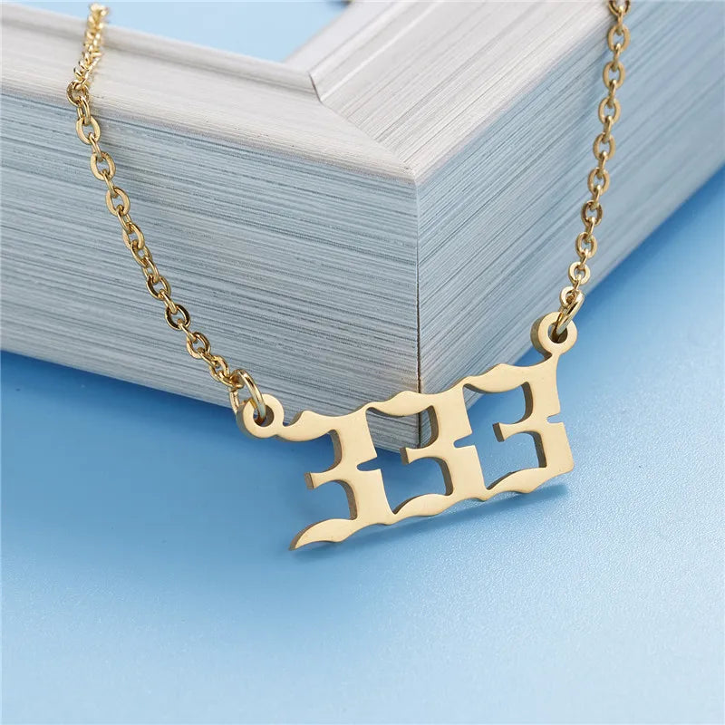 Stainless Steel Angel Number Lucky Numbers Necklaces 111 222 333 444 555 777 888 999 666 000 Pendant Necklace Charms Jewelry