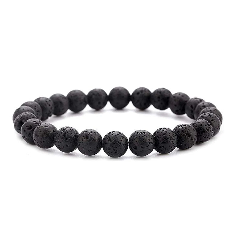 Charm Bracelet Natural Stone Beads 6/8/10mm Volcanic Lava Tiger Eye Beads Elastic Bracelets For Men Women Jewelry pulsera hombre