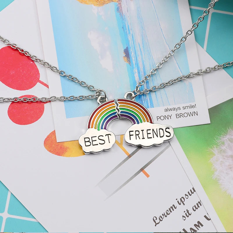 Fashion Best Friends Honey Love Couple Pendant Necklace 2 Pcs/ Set Chain Choke Broken Heart BFF Good Friendship Jewelry Gift