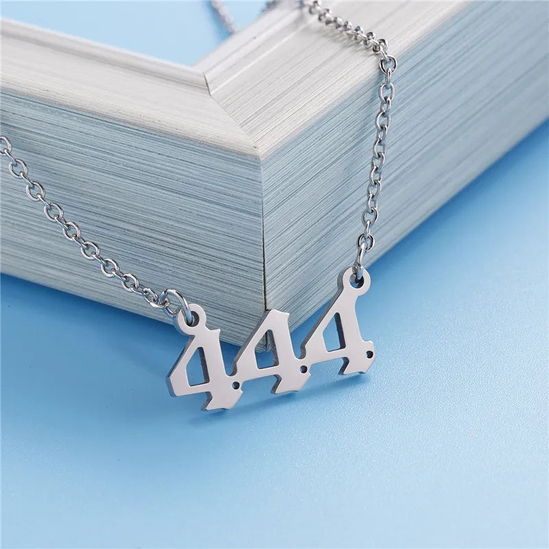 Stainless Steel Angel Number Lucky Numbers Necklaces 111 222 333 444 555 777 888 999 666 000 Pendant Necklace Charms Jewelry