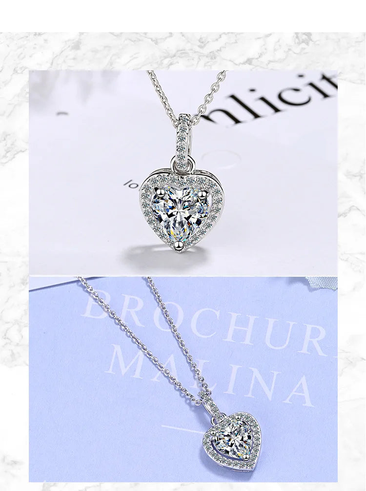 925 Sterling Silver Zircon Heart Pendants Necklaces For Women Luxury Designer Jewelry Gift Female  Items GaaBou