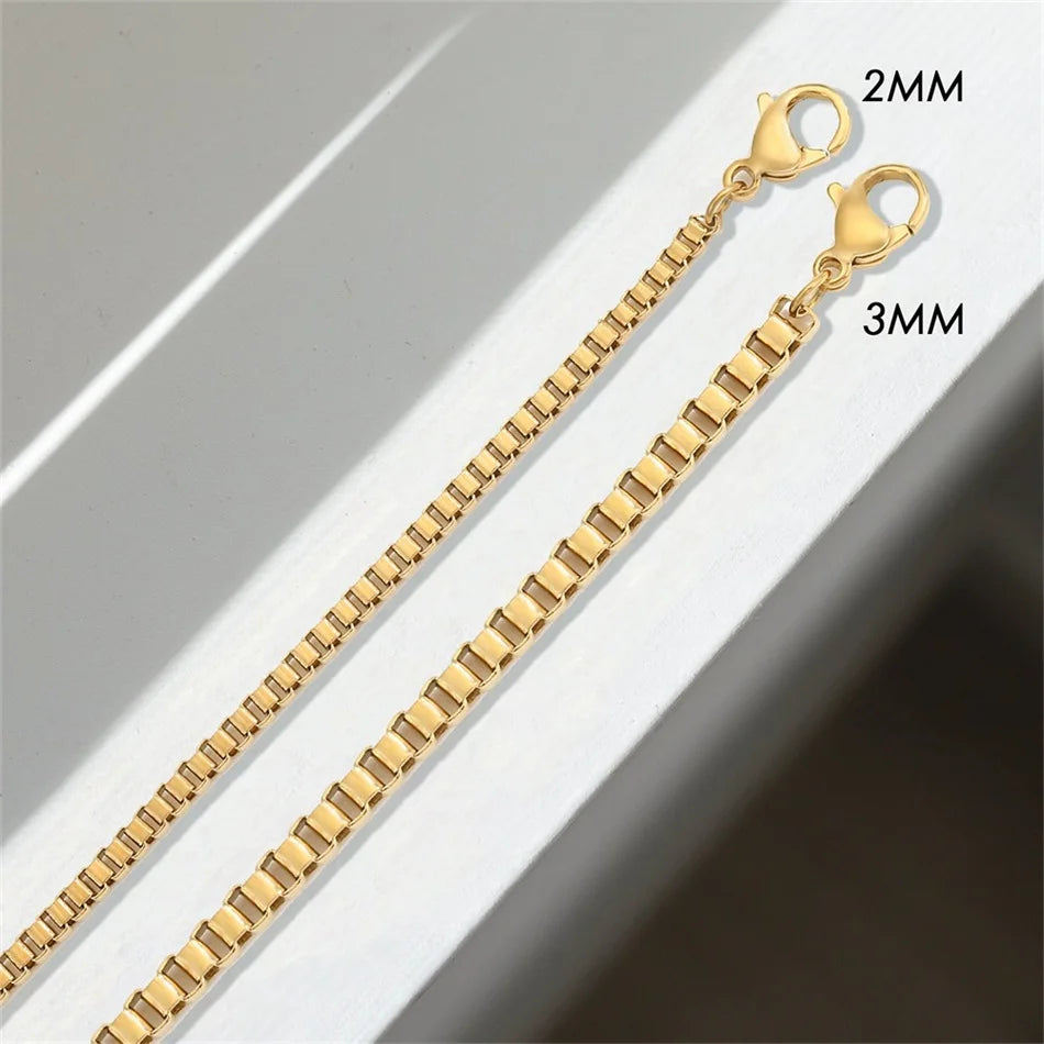 eManco Stainless Steel Box Chain Bracelet Female Gold Color Charm Bracelets Charm Friendship Bracelets for Women Jewelry Gifts