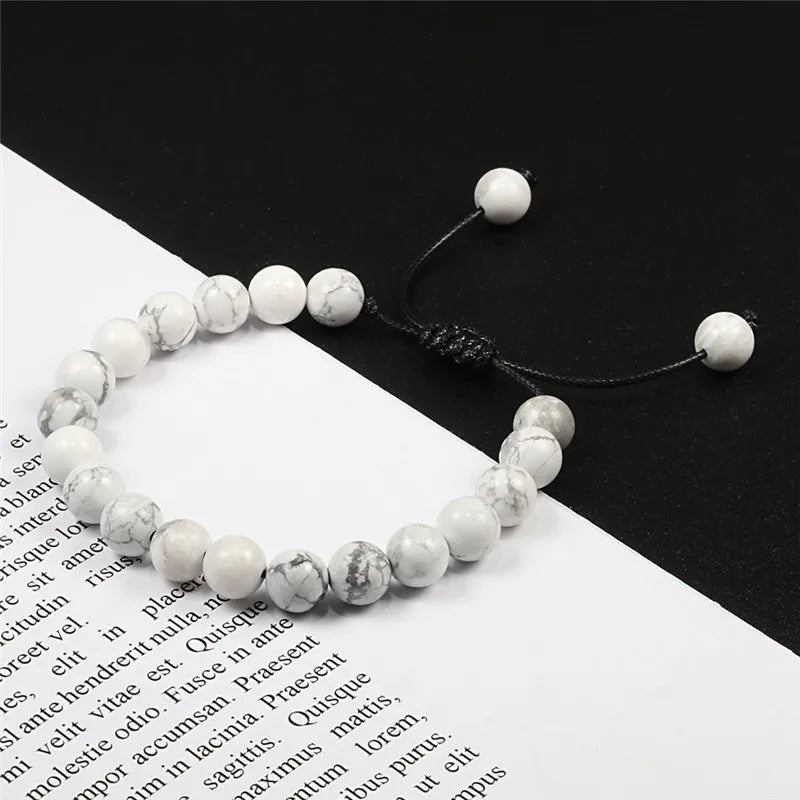 Adjustable Couples Bracelets 8mm Beads Black White Braiding Macrame Lovers Bracelet For Women Men Distance Jewelry Pulseras