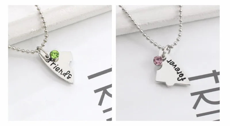 Best Friend 4 Piece Necklace Women Jewelry  BFF Friendship Pendant  Neck Chain Choker Jewelry For Women Gift 2021 Free Shipping