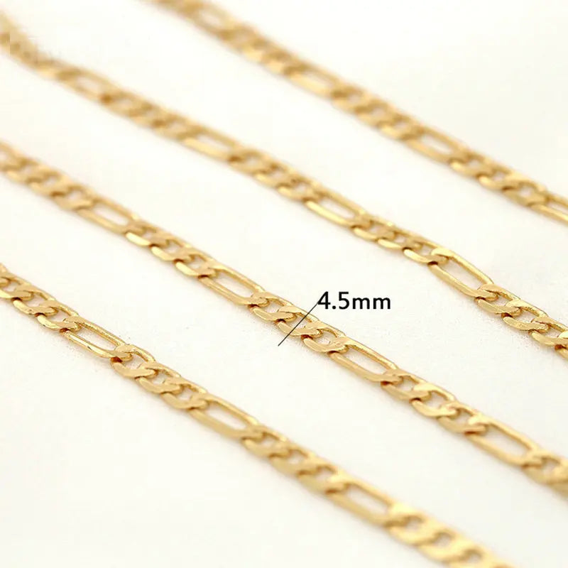 14K Gold Color Plated Brass Round Star Link Chains Necklace Chains High Quality Jewelry Accessories