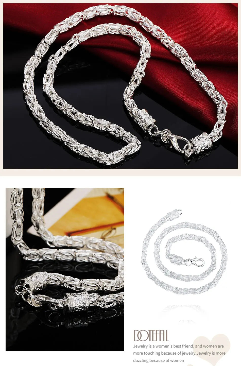 DOTEFFIL 925 Sterling Silver 20 Inch 5mm Faucet Chain Necklace For Women Man Fashion Wedding Engagement Party Charm Jewelry