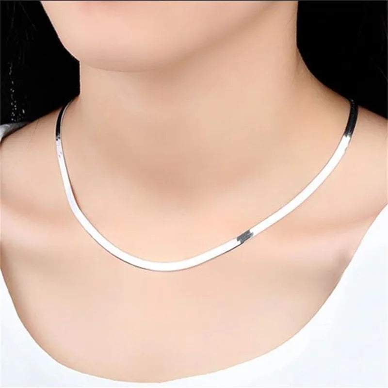 925 Sterling Silver 4mm Chain Necklace for Women Men Luxury Couple Fine Jewelry Chain Wedding Gift Choker Clavicle Collar