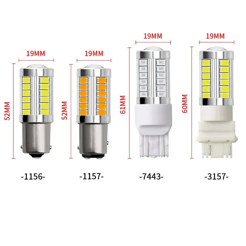 1 PCS PY21W P21/5W 1156 Ba15s 1157 Bay15d For Car LED Bulbs Turn Signal Light 12V 33SMD 7000K White Brake Reverse Parking Lamps