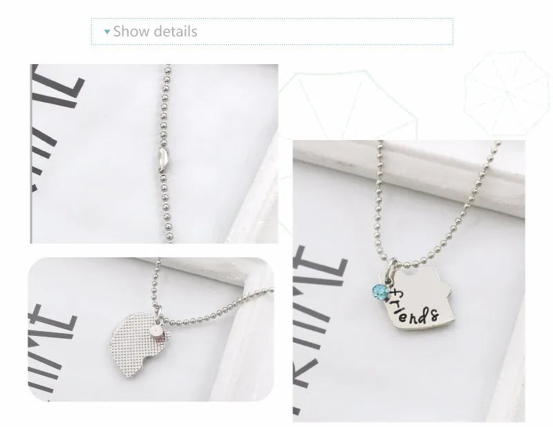 3 Pieces / Set Of Best Friends Forever Letter Pendant Commemorative Friendship 3 Color Rhinestone Chain Necklace