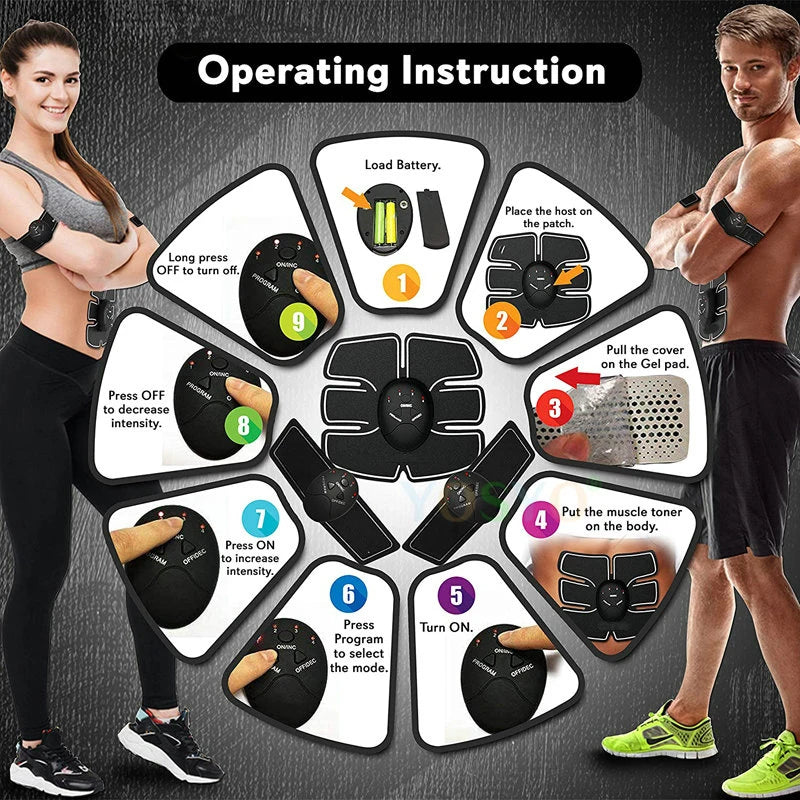 Electric Muscle Stimulator EMS Wireless Buttocks Hip Trainer Abdominal ABS Stimulator Fitness Body Slimming Massager