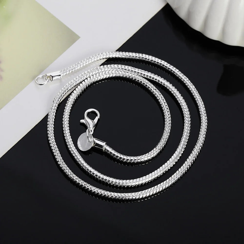 Hot sale 20-60cm 925 Sterling silver 3mm Snake Chain Necklace Bracelet For Woman Man Wedding Engagement Jewelry charms cute