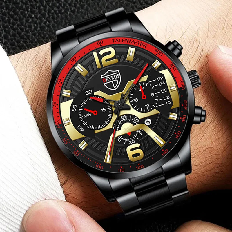 Fashion Mens Stainless Steel Watches Luxury Men Sport Quartz Wrist Watch Male Business Casual Leather Watch relogio masculino