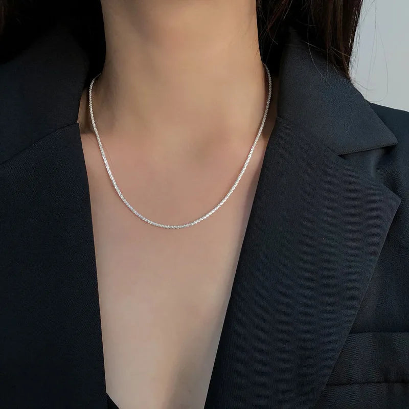 2021 Popular Silver Colour Sparkling Clavicle Chain Choker Necklace Collar For Women Fine Jewelry Wedding Party Birthday Gift