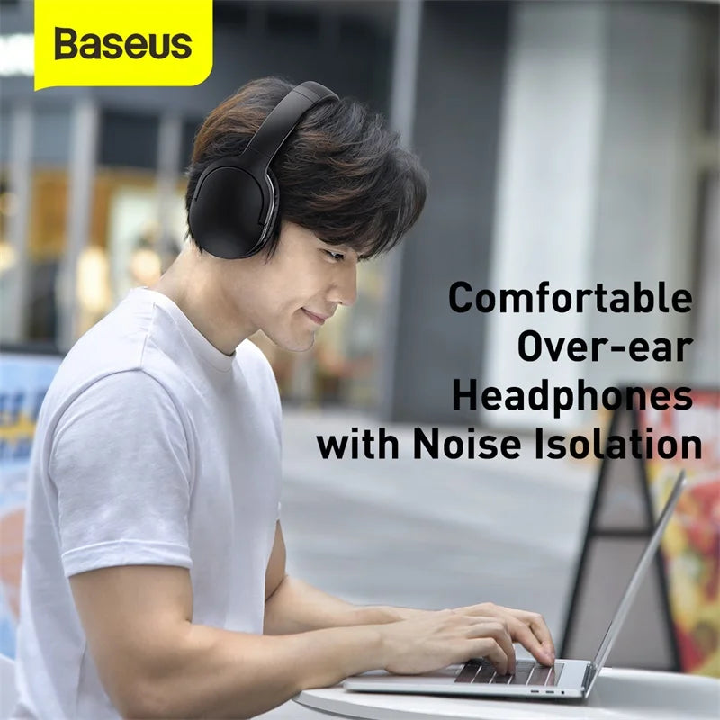 Baseus D02 Pro Wireless Bluetooth Headphones HIFI Stereo Earphones Foldable Sport Headset with Audio Cable foriPhone tablet