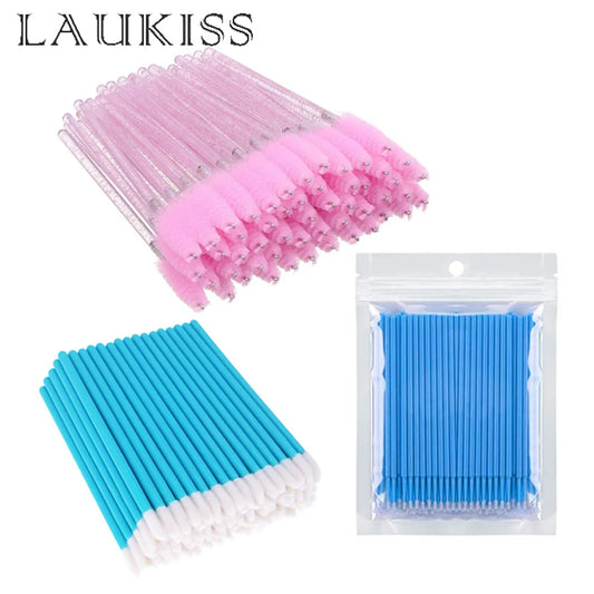 50PCS/100PCS Micro Eyelash Brush Lashes Extension Applicator Cleaning Swab Lip Gloss Sticks Mascara Wands Cosmetic Makeup Tool