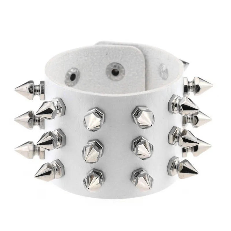 2022 New PU Leather Bracelet Punk Bracelet Adjustable Skull Goth Cuff Bracelet Gothic Rivet Buckle Wristband for Men Women