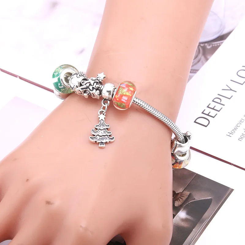 Charm Bracelet & Bangles Jewelry white butterfly Crown Beads Bracelets Brands Bracelets Fit Women Girl Friendship Gift