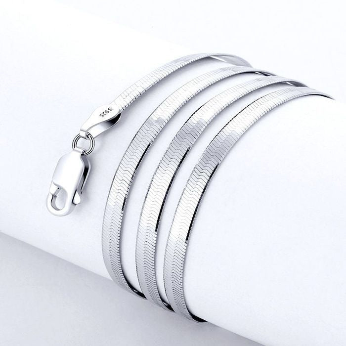 925 Sterling silver 18K Gold 4MM Flat chain Necklace for Women Luxury Fine Jewelry wedding gift choker Clavicle