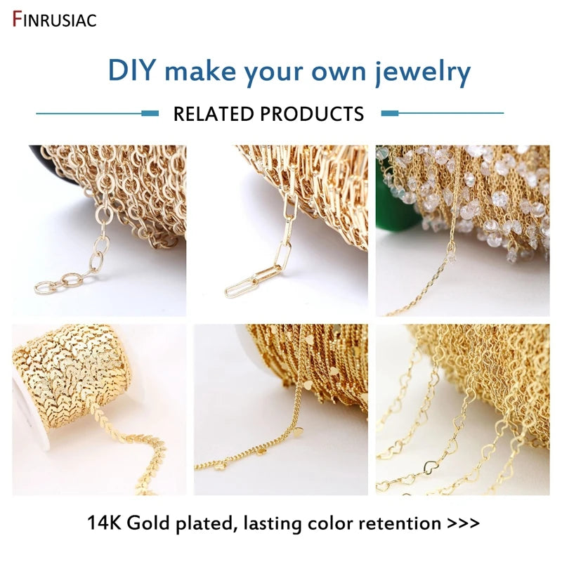 Jewelry Making Supplies 14K Real Gold Plated Brass Paperclip Chains Cable Chain For Jewelry Making DIY Necklace Bracelet Chains