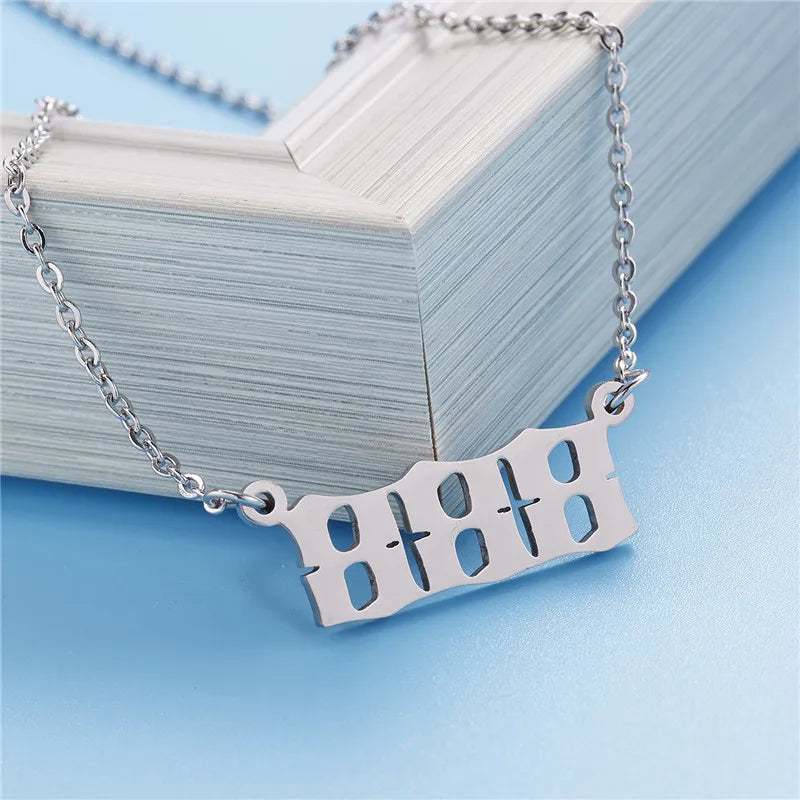 Stainless Steel Angel Number Lucky Numbers Necklaces 111 222 333 444 555 777 888 999 666 000 Pendant Necklace Charms Jewelry