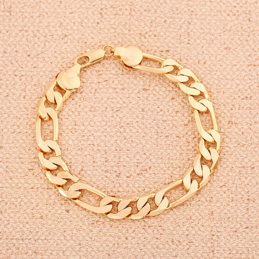 wholesale Hot Fine 18K gold 8MM geometry bracelets neckalce jewelry sets for women men fashion gifts wedding Accessories