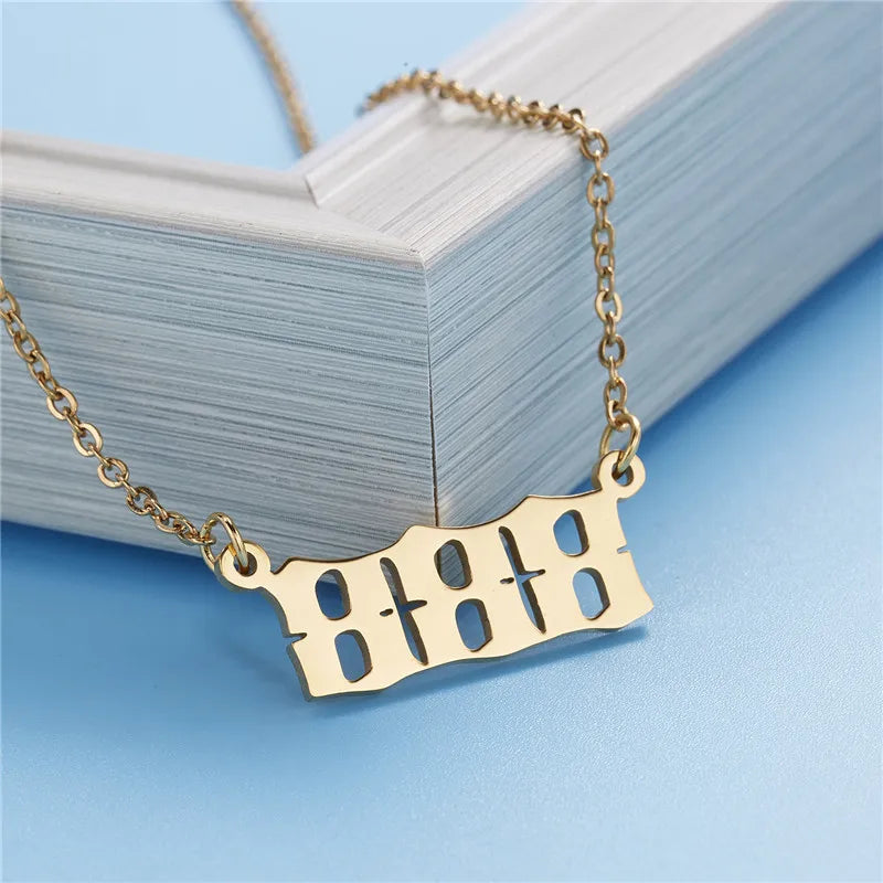 Stainless Steel Angel Number Lucky Numbers Necklaces 111 222 333 444 555 777 888 999 666 000 Pendant Necklace Charms Jewelry