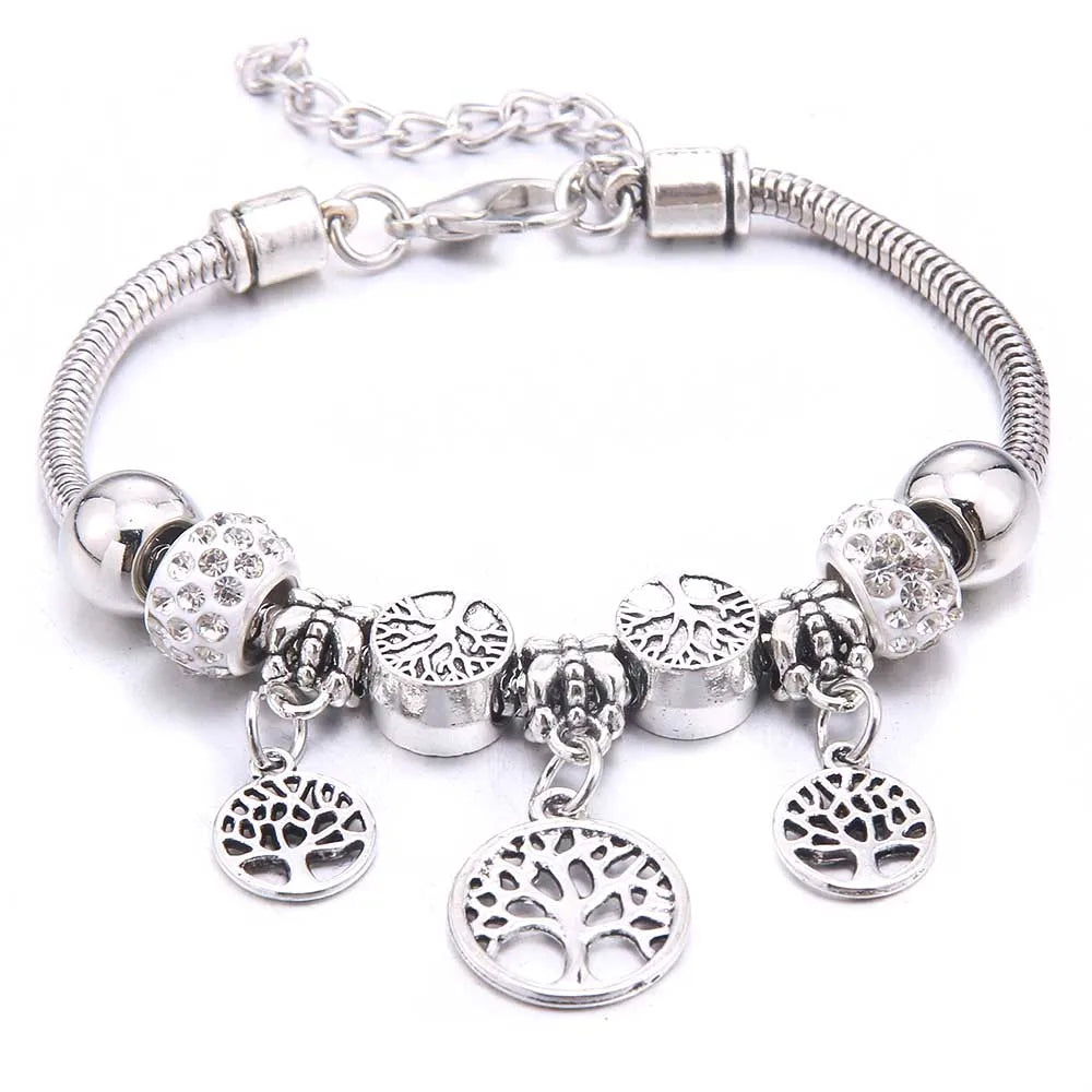 Charm Bracelet & Bangles Jewelry white butterfly Crown Beads Bracelets Brands Bracelets Fit Women Girl Friendship Gift