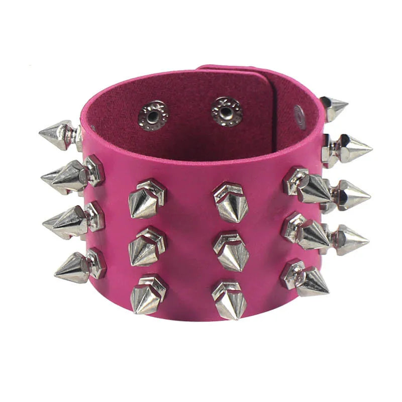 2022 New PU Leather Bracelet Punk Bracelet Adjustable Skull Goth Cuff Bracelet Gothic Rivet Buckle Wristband for Men Women