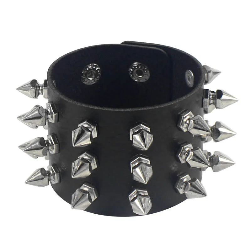 2022 New PU Leather Bracelet Punk Bracelet Adjustable Skull Goth Cuff Bracelet Gothic Rivet Buckle Wristband for Men Women