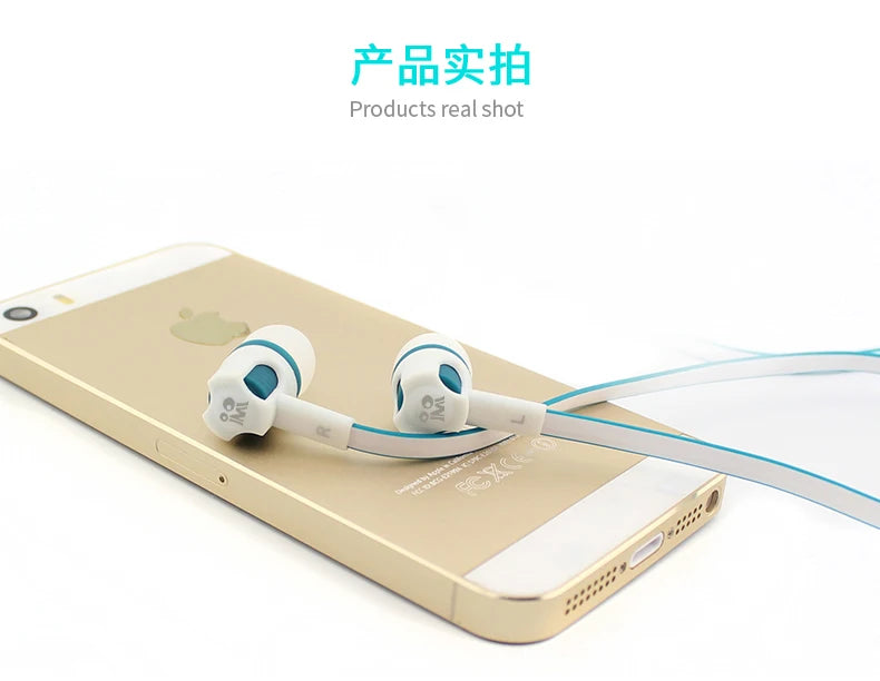 Extra Bass Headphones wired Earphone 3.5mm Earphones With Microphone Noodles Style наушники Sport Headset auriculare for Samsung