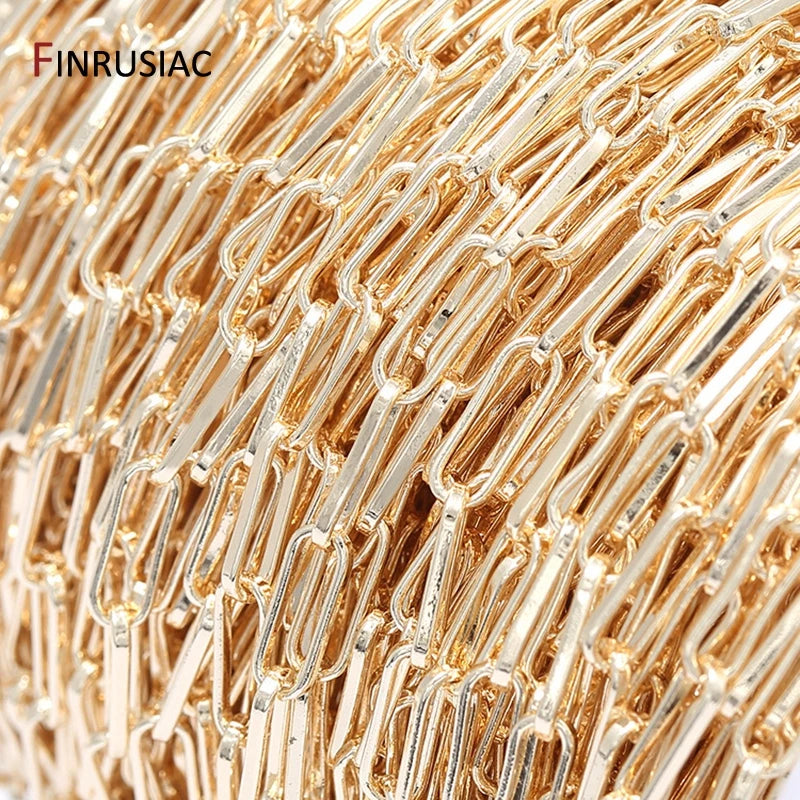 Jewelry Making Supplies 14K Real Gold Plated Brass Paperclip Chains Cable Chain For Jewelry Making DIY Necklace Bracelet Chains