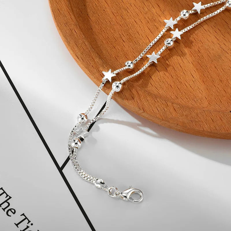 Fine 925 sterling silver Chain stars Bracelets for women Charms fashion designer party Wedding Jewelry Holiday gifts