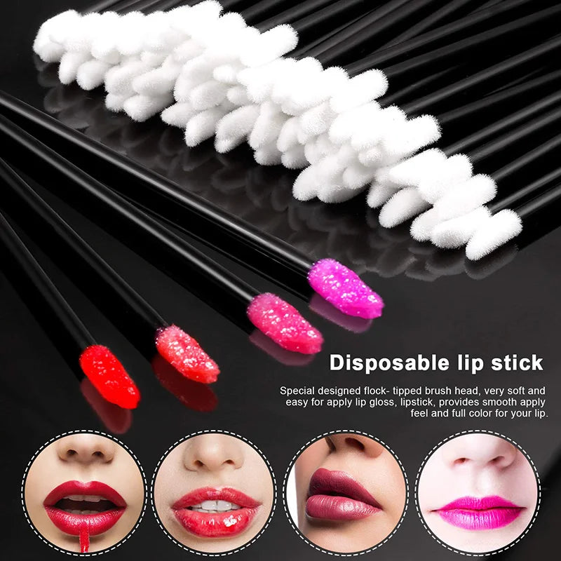 50PCS/100PCS Micro Eyelash Brush Lashes Extension Applicator Cleaning Swab Lip Gloss Sticks Mascara Wands Cosmetic Makeup Tool