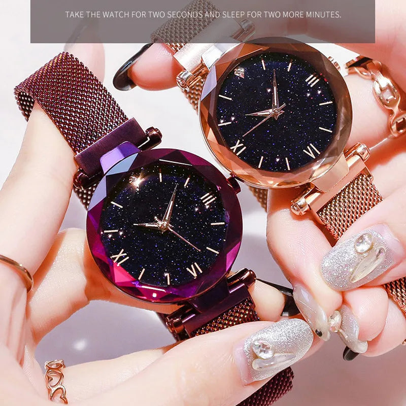 Luxury Starry Sky Women Watches Magnetic Mesh Belt Band Watch 2023 Women's Casual Fashion Dress Wristwatch Zegarek Damski