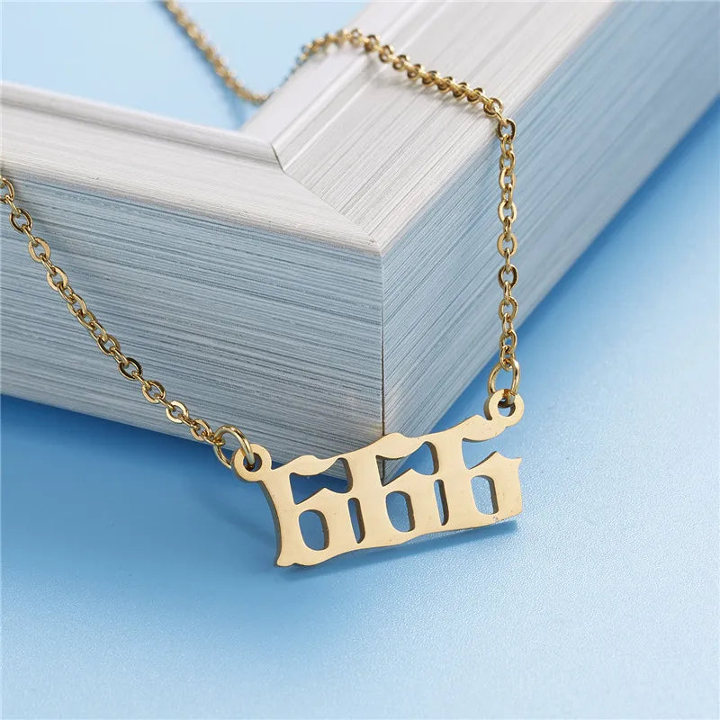 Stainless Steel Angel Number Lucky Numbers Necklaces 111 222 333 444 555 777 888 999 666 000 Pendant Necklace Charms Jewelry