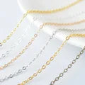 (4295)2Meter width:1.5MM 2MM 24K Champagne Gold Color Brass Flat Oval Chains Necklace Chains High Quality Jewelry Accessories