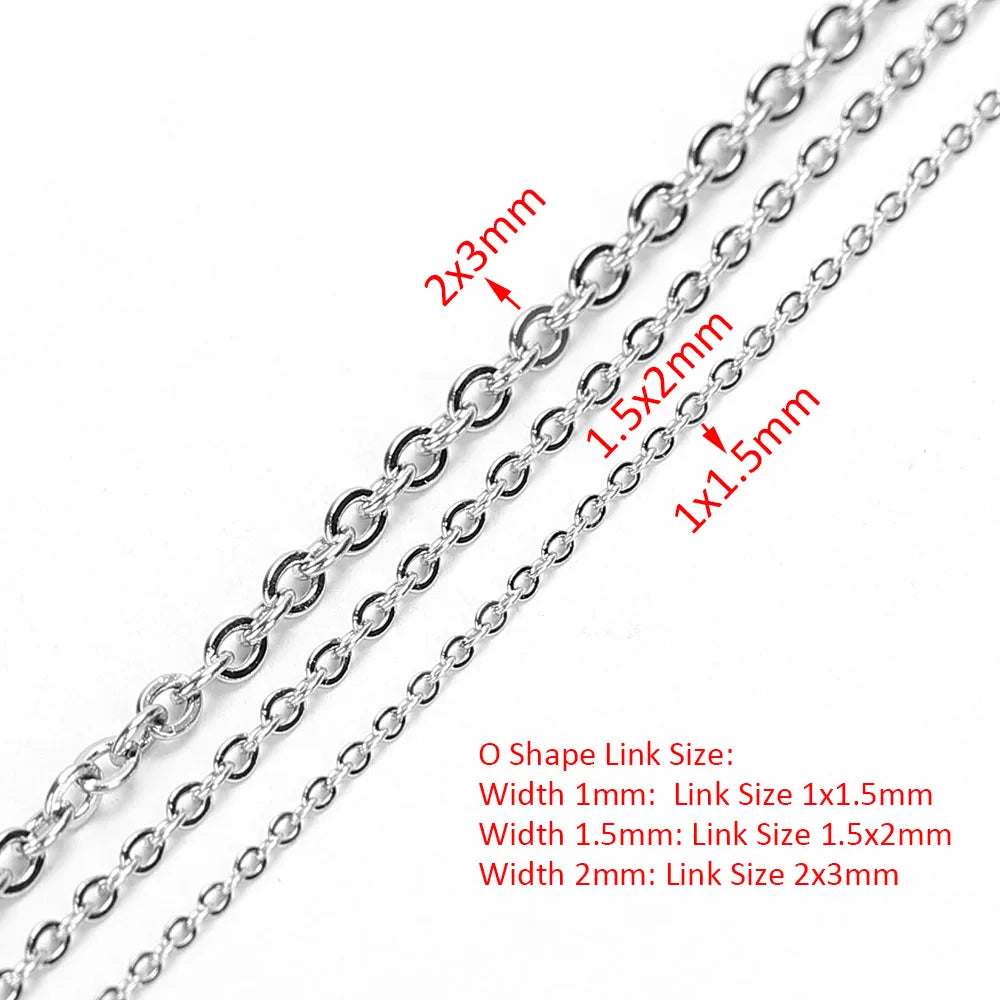 10Meters 1/1.5/2mm Gold Stainless Steel Chain Necklace DIY O Shape Cross Chains for Bracelets Jewelry Making Components