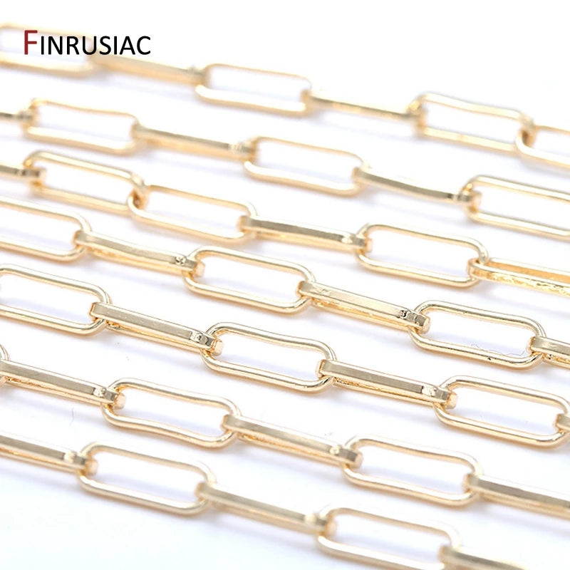 Jewelry Making Supplies 14K Real Gold Plated Brass Paperclip Chains Cable Chain For Jewelry Making DIY Necklace Bracelet Chains