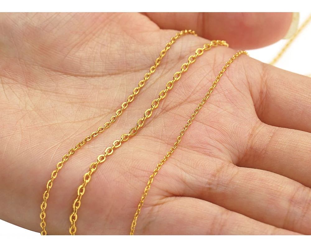 10 Meters Stainless Steel Chain 1 1.5 2mm Gold&Steel Color Link for DIY Jewelry Making Necklace Bracelet Bulk Chain Supplies