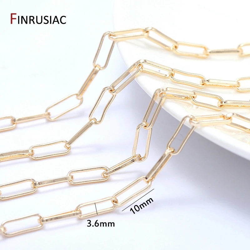 Jewelry Making Supplies 14K Real Gold Plated Brass Paperclip Chains Cable Chain For Jewelry Making DIY Necklace Bracelet Chains