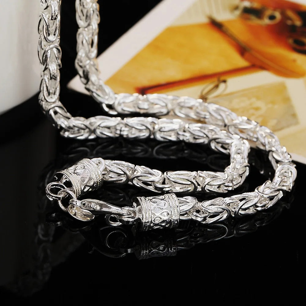 DOTEFFIL 925 Sterling Silver 20 Inch 5mm Faucet Chain Necklace For Women Man Fashion Wedding Engagement Party Charm Jewelry