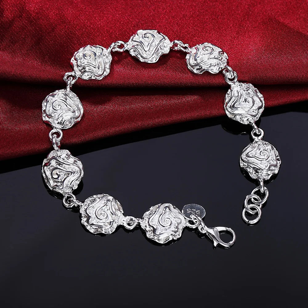 Fine 925 Sterling Silver Noble Nice Chain Solid Bracelet for Women Men Charms Party Gift Wedding Fashion Jewelry Hot Model