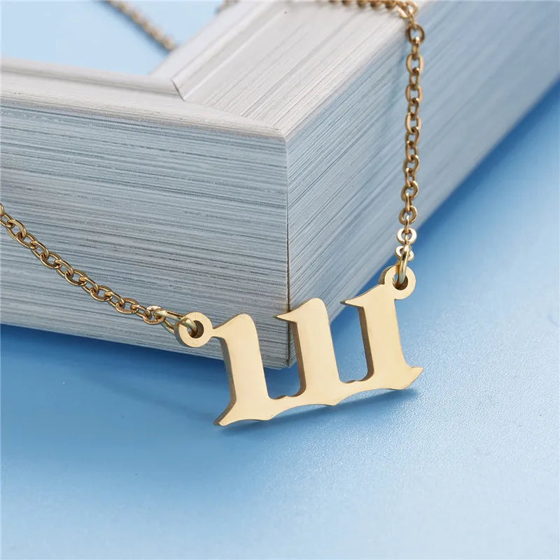 Stainless Steel Angel Number Lucky Numbers Necklaces 111 222 333 444 555 777 888 999 666 000 Pendant Necklace Charms Jewelry