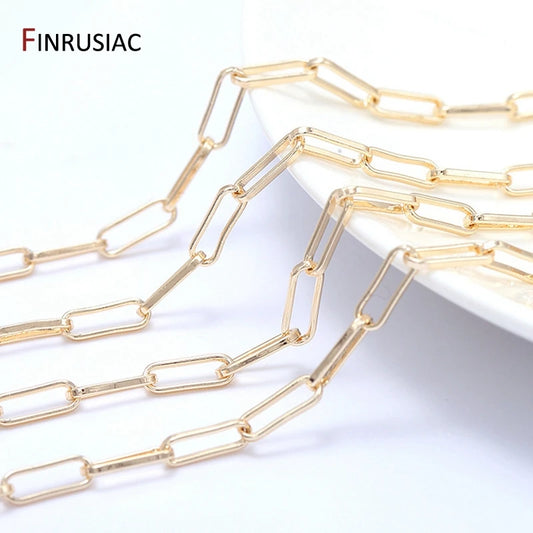 Jewelry Making Supplies 14K Real Gold Plated Brass Paperclip Chains Cable Chain For Jewelry Making DIY Necklace Bracelet Chains