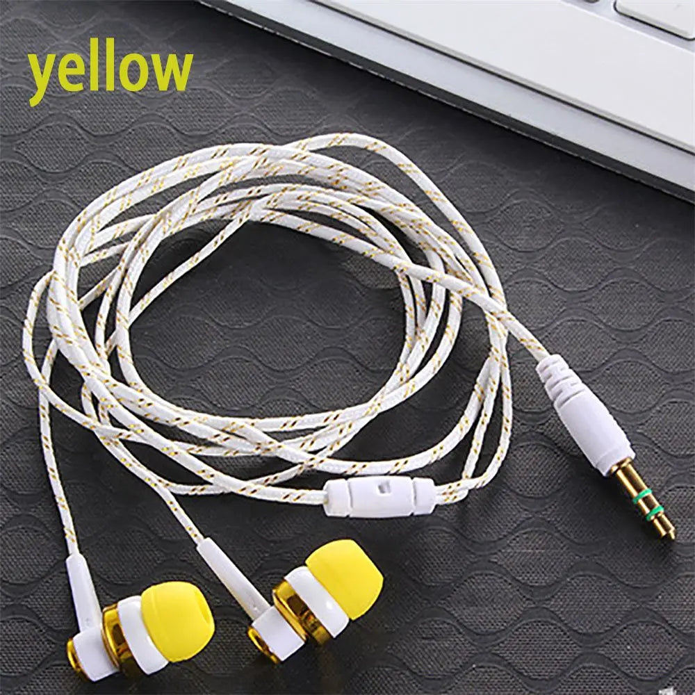 1Pc 3.5mm High Quality Wired Earphone Stereo In-Ear Nylon Weave Cable Earphone Headset With Mic For Laptop Smartphone Gifts