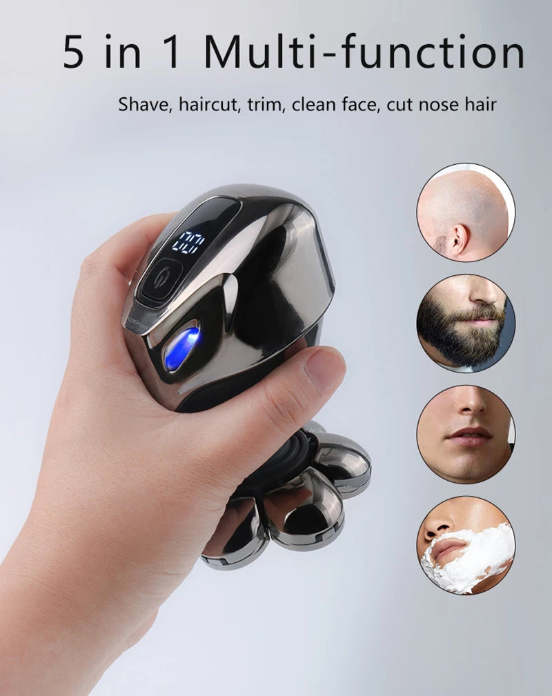 5 IN 1 4D Men's Rechargeable Bald Head Electric Shaver 7 Floating Cutter Beard Nose Ear Hair Trimmer Men Facial Cleaning Brush